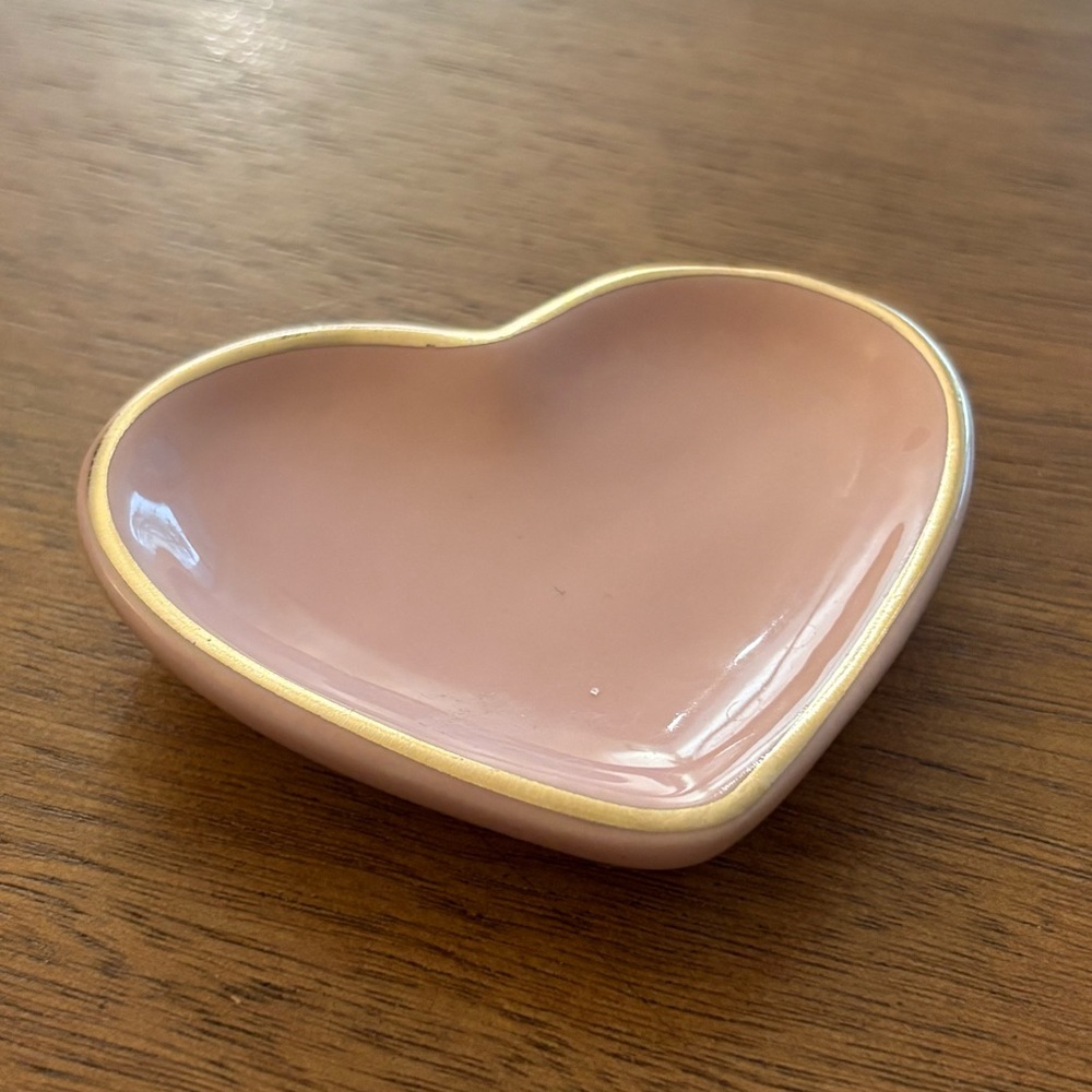 World Market Pink Heart-Shaped Spoon Rest or Ring Dish